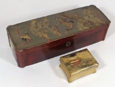 A Japanese Papier Mache Painted Box & One Other