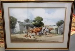 A Douglas E. West Watercolour Of Farm Scene