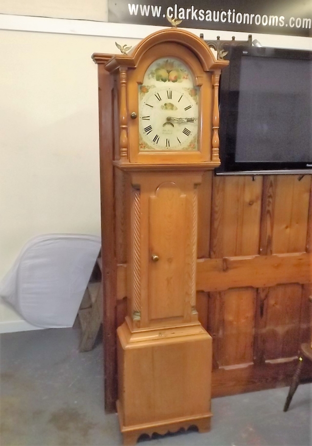 A C.1800 Country Pine Longcase Clock Sleep Of Lisk