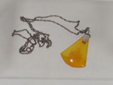 A Silver & Amber Necklace