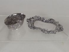 A Silver Salt With Small Silver Tray