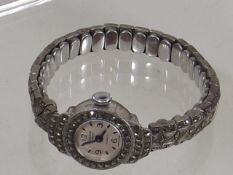 A Ladies Silver & Marcasite Wristwatch
