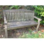 A Weathered Teak Garden Bench Approx. 60in Wide