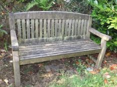 A Weathered Teak Garden Bench Approx. 60in Wide