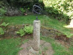 Armillary Sphere On Granite Post Set With Circular