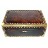 A Brass Bound Leather Box With Pictorial Decor
