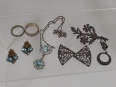 Three Silver & Marcasite Brooches & Other Items