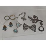 Three Silver & Marcasite Brooches & Other Items