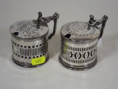 A Pair Of Silver Plated Mustard Pots With Bristol