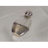 A Good Ladies French 19thC. Etched Flask With Silv