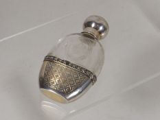 A Good Ladies French 19thC. Etched Flask With Silv