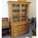 A Victorian Farmhouse Pine Glazed Dresser With Bow