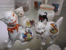 Four Cat Related Crested Ware Items