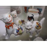 Four Cat Related Crested Ware Items