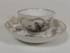 C.1750 Meissen Ornithological Cup & Saucer, Poor R