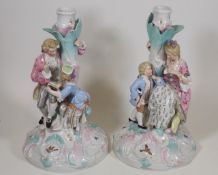 Two 19thC. Continental Porcelain Figurative Candle