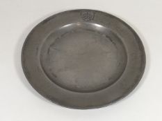 A 19thC. Pewter Plate With Carnaby Street Stamp