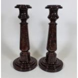 A Pair Of Large 19thC. Serpentine Candlesticks, On