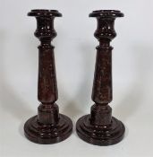 A Pair Of Large 19thC. Serpentine Candlesticks, On