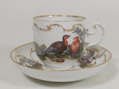 C.1750 Meissen Ornithological Cup & Saucer