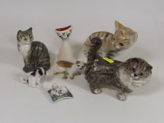 A Beswick Cat Figure & Other Cat Ornaments