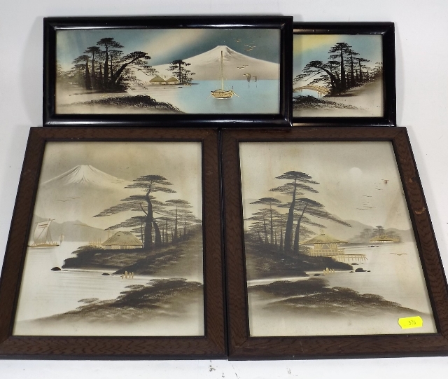 Two Japanese Paintings Twinned With Two Others