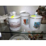 Three Crested Ware Hair Tidy Pots