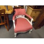 A Painted Edwardian Chair Recovered In Pink