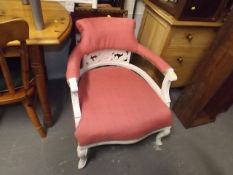 A Painted Edwardian Chair Recovered In Pink