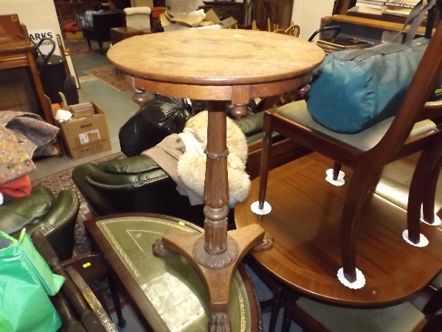 A 19thC. Oak Pedestal Table With Carved Claw Feet