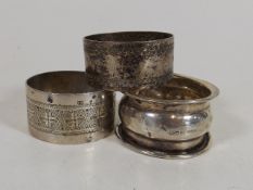 Two Silver Napkin Rings & One White Metal
