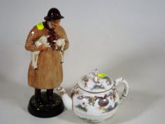 A Doulton Lambing Figure & A Worcester Teapot, Bot