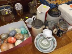 German Steins, Whisky Jug & Other Items