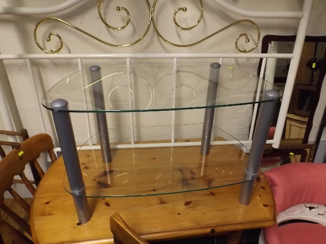 A Two Tier Glass Entertainment Table