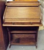 An Early 20thC. Small Oak Roll Top Desk