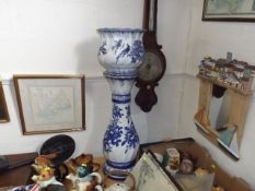 A Blue & White Jardiniere & Stand