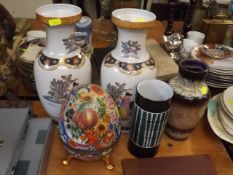 Two Large Vases, A Porcelain Egg & Other Items