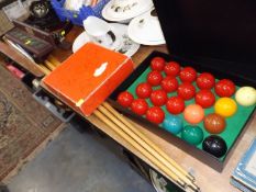 A Snooker & Pool Ball Set With Other Related Items