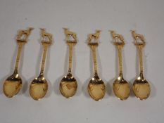 Six EPNS Spoons With Greyhound Finials