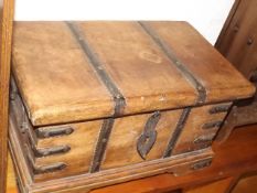 A Metal Bound Fruit Wood Chest