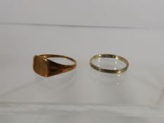 A Small 18ct Cygnet Ring Twinned With Small 9ct Ba