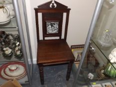 A Victorian Hall Chair With Inlaid Tile