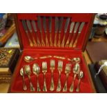 Two Canteens Of Gilt & Chrome Flatware