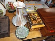 Two Musical Boxes, A Vase & Other Items