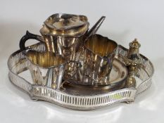 A Silver Plated Gallery Tray & Other Plated Items