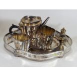 A Silver Plated Gallery Tray & Other Plated Items