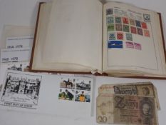 A Small Stamp Album, Two Bank Notes & A Few Covers