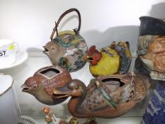 Four 19thC. Japanese Earthenware Teapots A/F