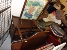 Three Small Tables, One Small Antique Foot Stool,