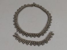 A Heavy Gauge White Metal Necklace & Bracelet